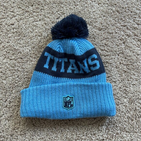 New Era NFL Tennessee Titans Blue Pom Beanie One Size Fits Most - Picture 2 of 4